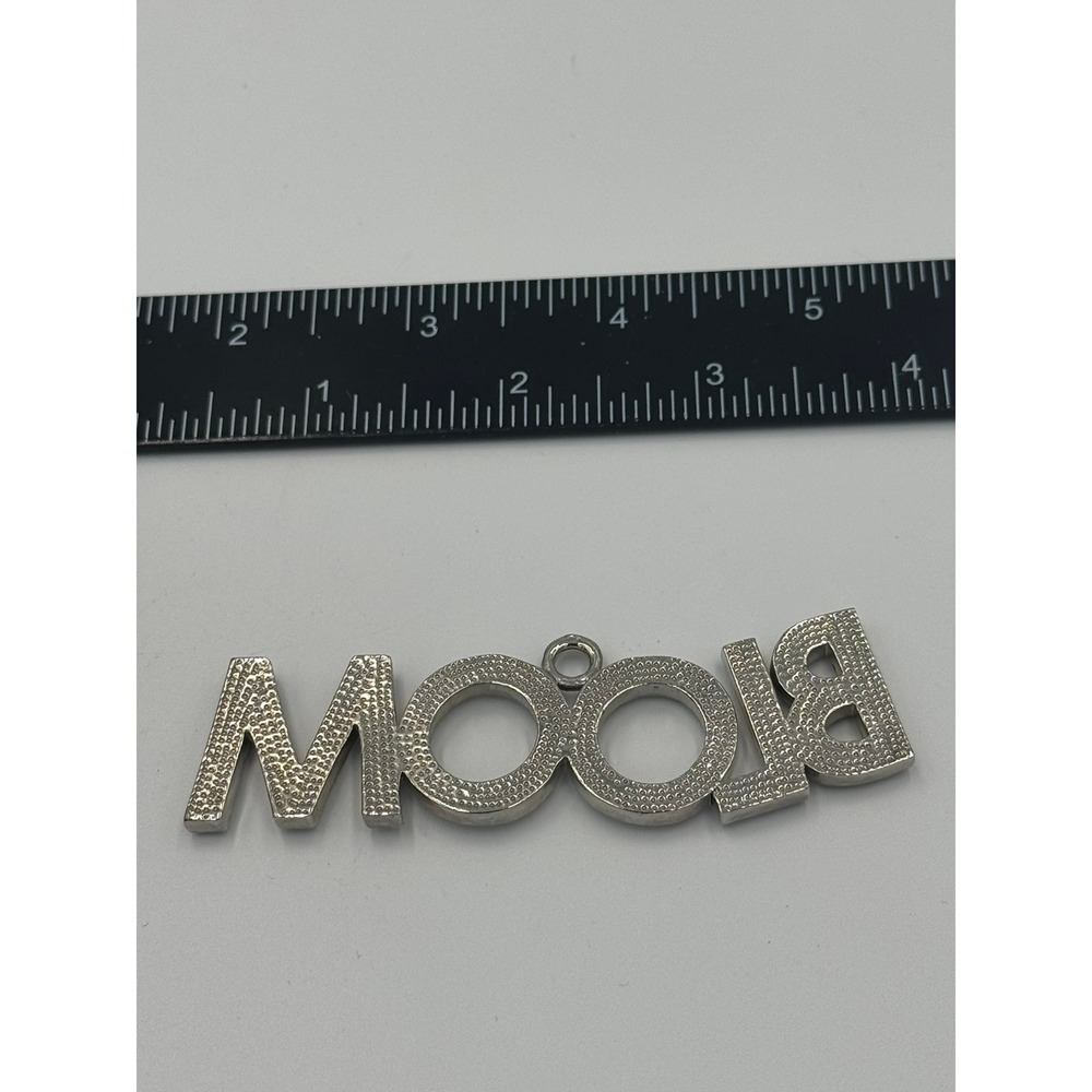 Silver Tone BLOOM Rhinestone Word Pendant‎ Statement Charm Jewelry - Picture 4 of 5